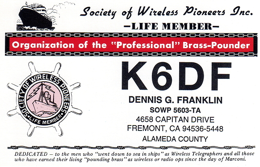 K6DF QSL Card