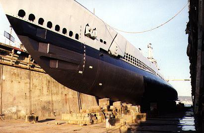 Portside view in the dry dock