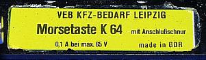 K-64 Data Plate